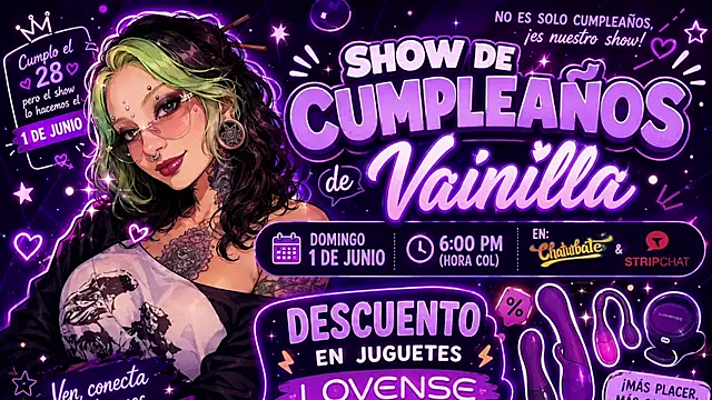vainilla doll online show from June 12, 2026, 1:58 am